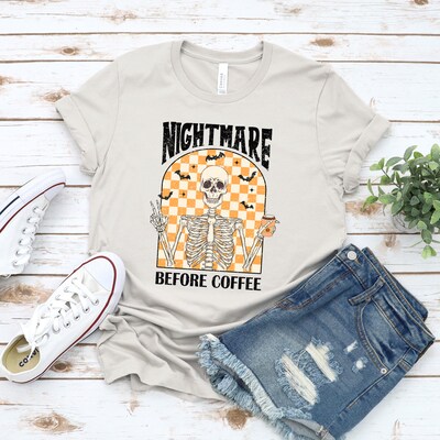 Nightmare Before Coffee Skeleton T-Shirt, Halloween Shirt, Coffee - image4